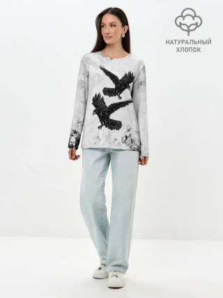 Лонгслив женский. Хлопок / Gothic crows