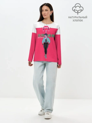 Лонгслив женский. Хлопок / Призрак в доспехах