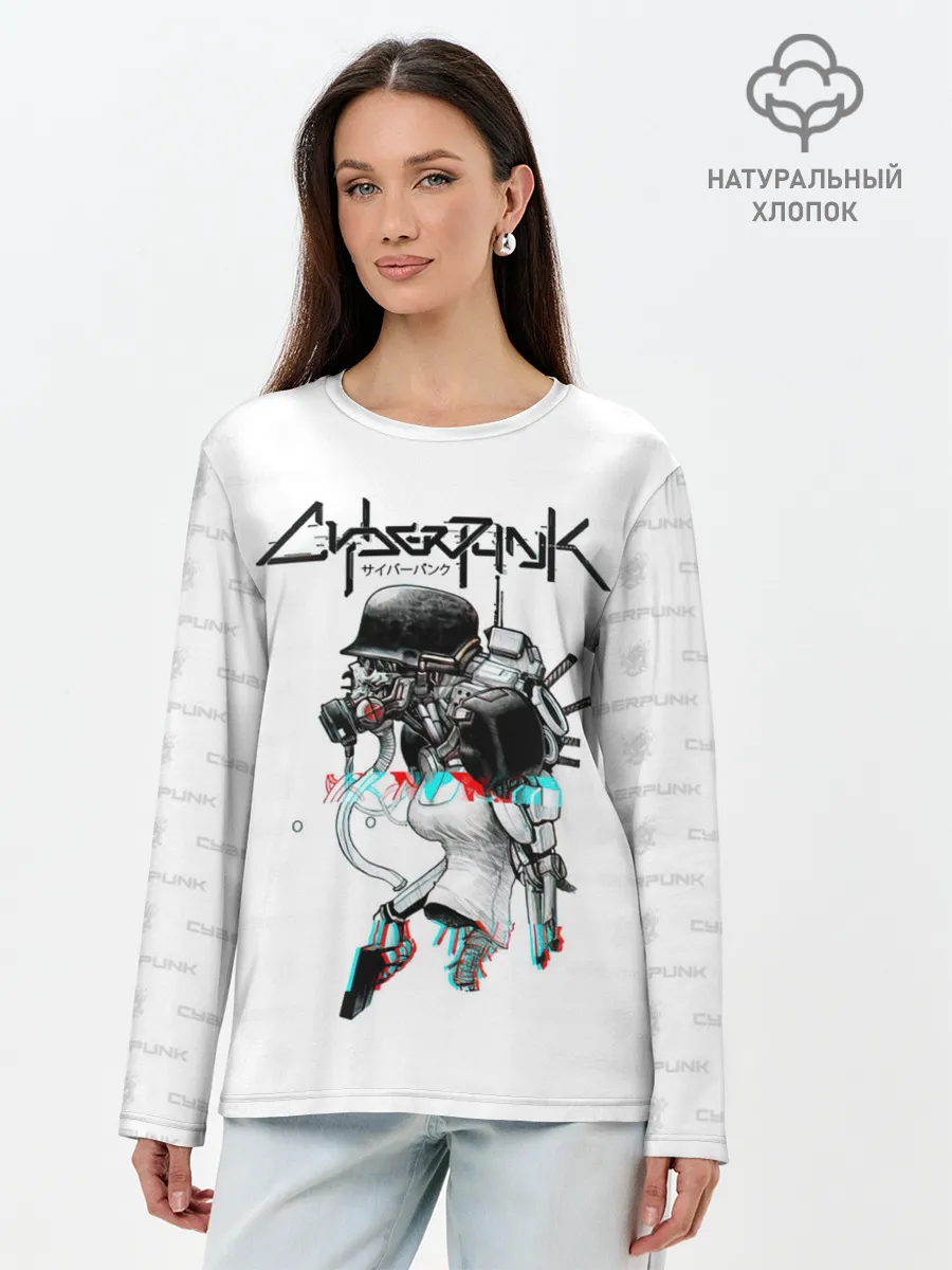 Лонгслив женский. Хлопок / Cyberpunk 2077 КиберСкелет