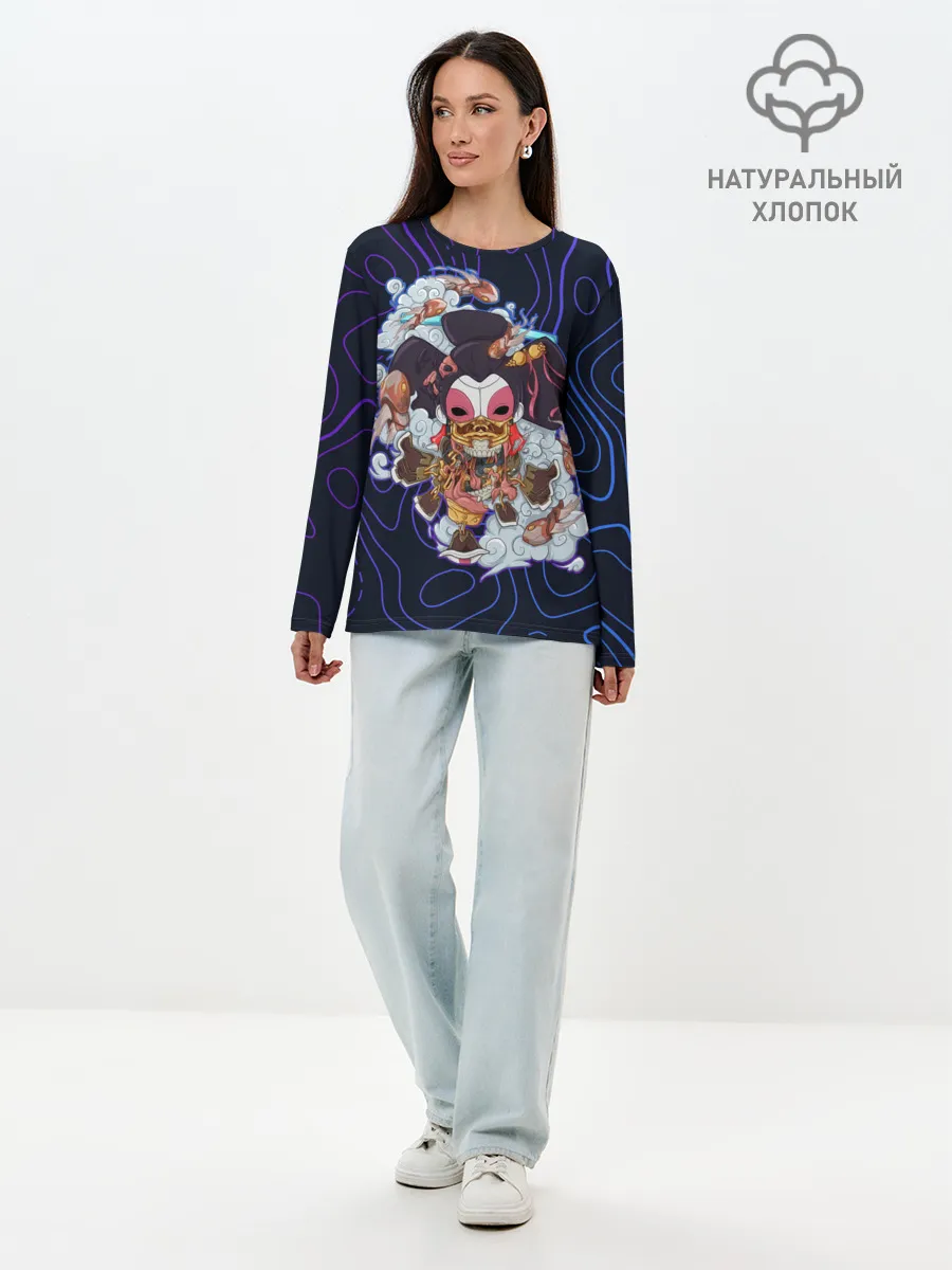 Лонгслив женский. Хлопок / Призрак в доспехах | Cyberpunk