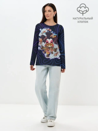 Лонгслив женский. Хлопок / Призрак в доспехах | Cyberpunk