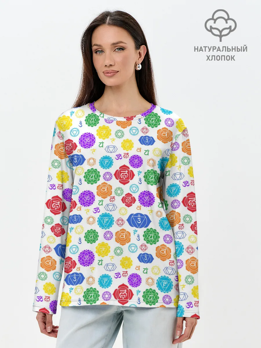 Лонгслив женский. Хлопок / Чакры