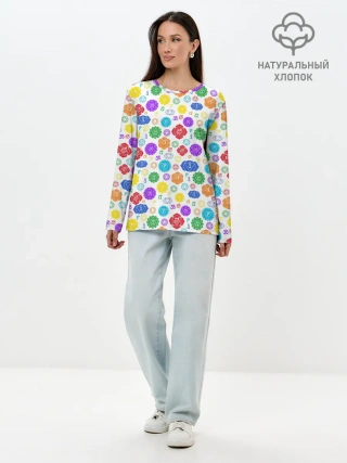 Лонгслив женский. Хлопок / Чакры