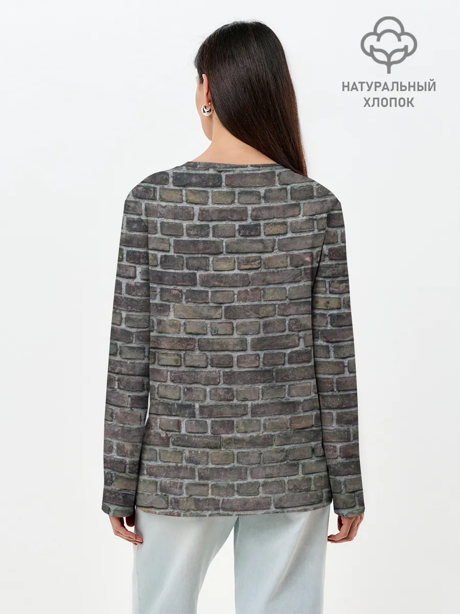 Лонгслив женский. Хлопок / кирпич