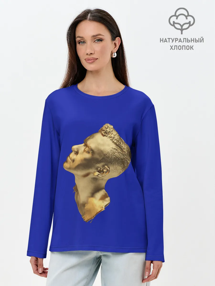 Лонгслив женский. Хлопок / Черно белая Голова