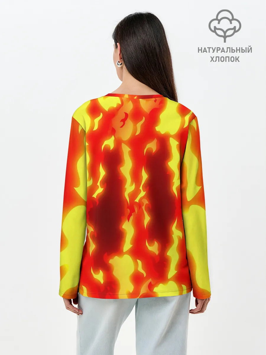 Лонгслив женский. Хлопок / Ты горишь как огонь