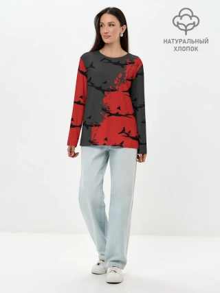 Лонгслив женский. Хлопок / Акулы