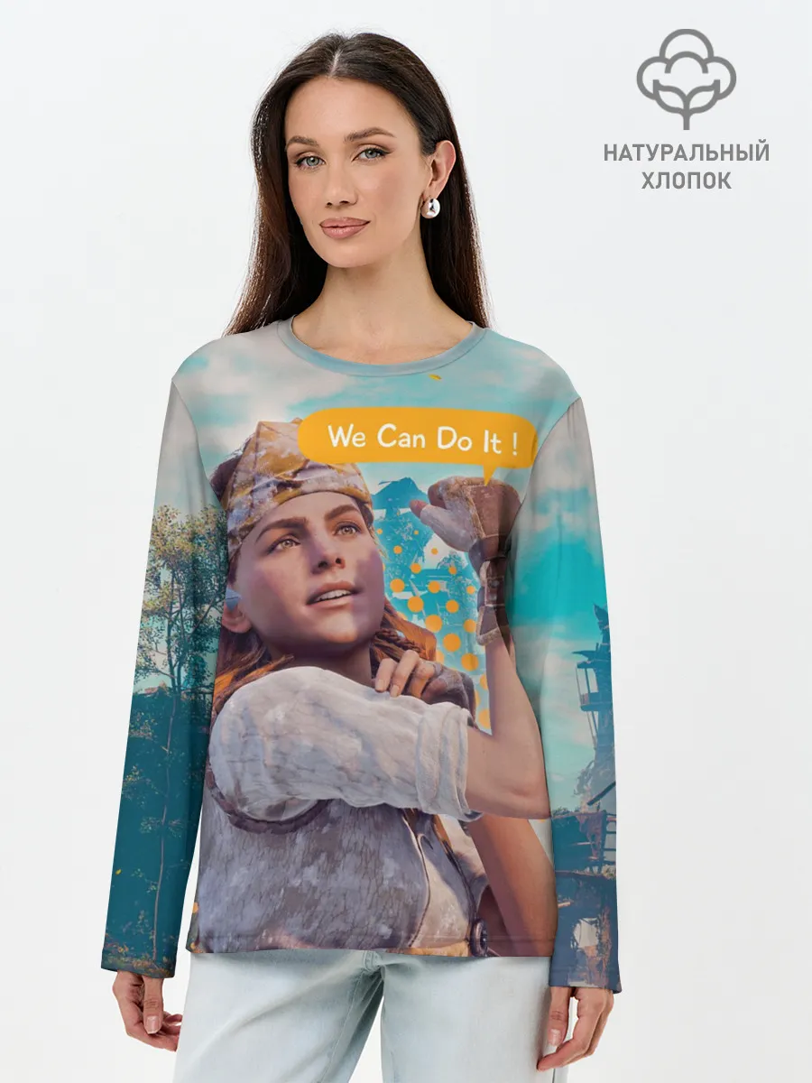 Лонгслив женский. Хлопок / HZD | We Can Do It!
