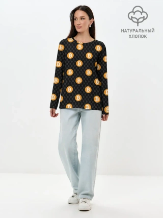 Лонгслив женский. Хлопок / БИТКОИН | BITCOIN