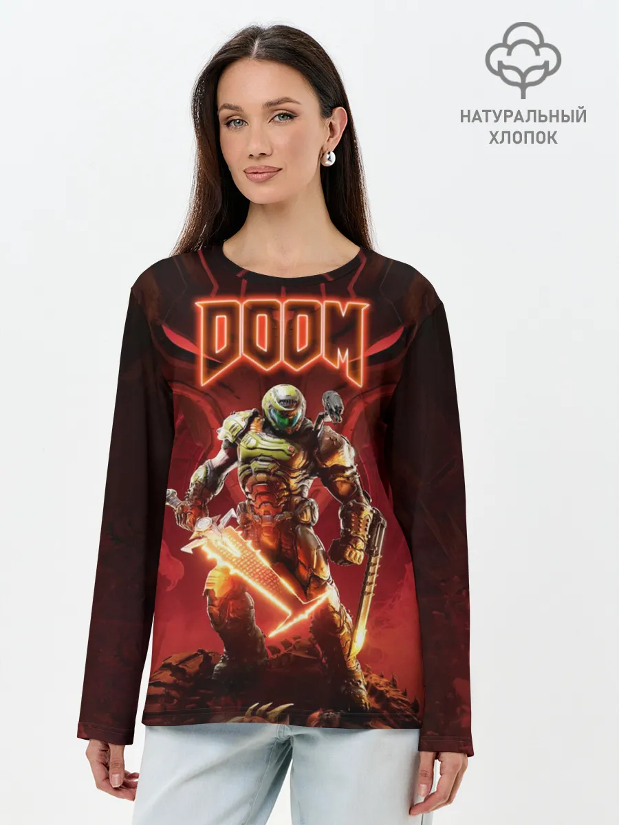 Лонгслив женский. Хлопок / Doom | Думгай