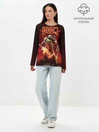 Лонгслив женский. Хлопок / Doom | Думгай