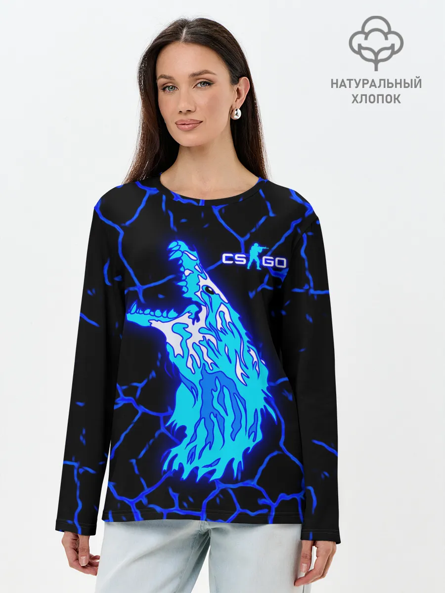 Лонгслив женский. Хлопок / CS GO Howl Neon