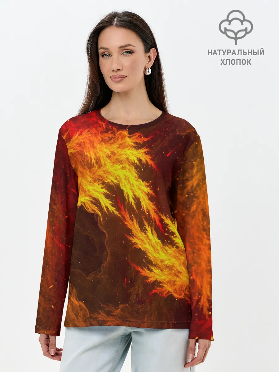 Лонгслив женский. Хлопок / Битва огней