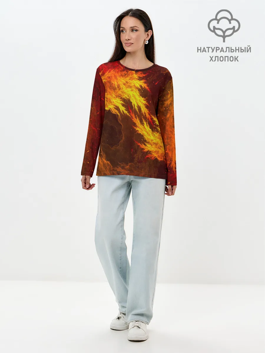 Лонгслив женский. Хлопок / Битва огней