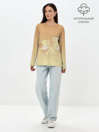 Лонгслив женский. Хлопок / милашный зверек