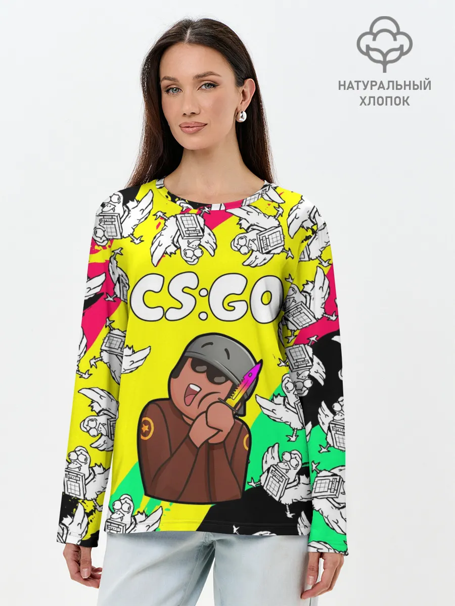 Лонгслив женский. Хлопок / CS GO CHICKEN