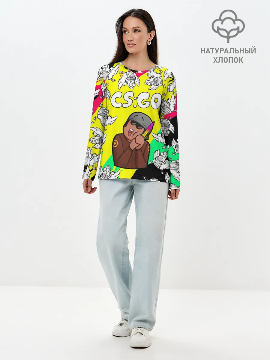 Лонгслив женский. Хлопок / CS GO CHICKEN