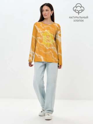 Лонгслив женский. Хлопок / Bitcoin