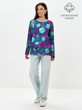 Лонгслив женский. Хлопок / Кубы