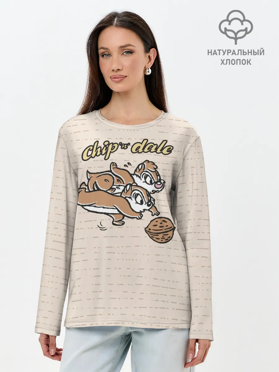 Лонгслив женский. Хлопок / Chip n Dale