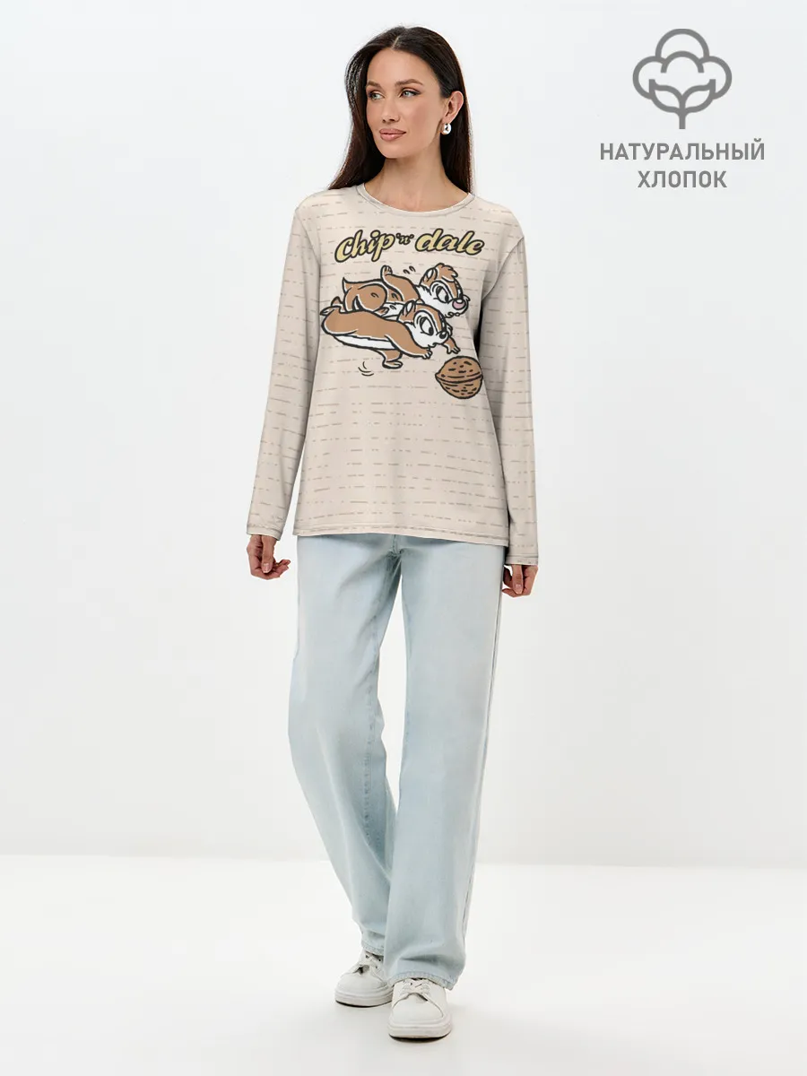 Лонгслив женский. Хлопок / Chip n Dale