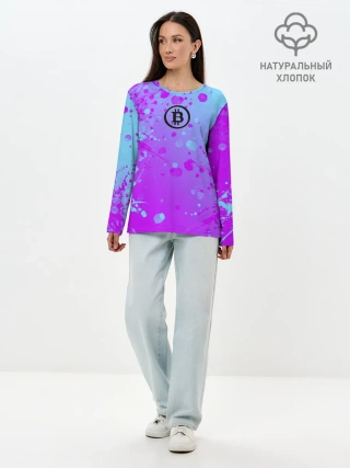 Лонгслив женский. Хлопок / Bitcoin