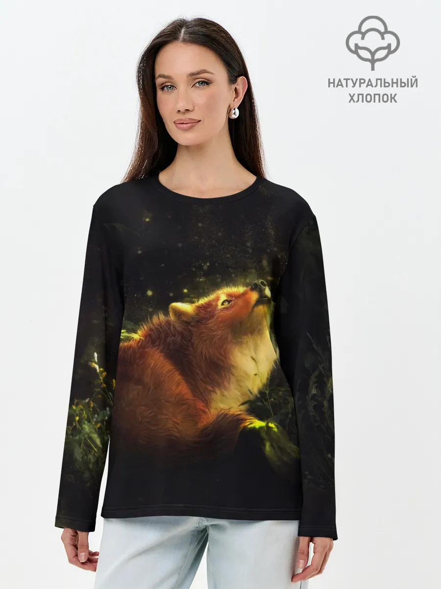 Лонгслив женский. Хлопок / Лисица