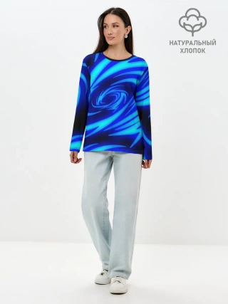 Лонгслив женский. Хлопок / ОГНЕННЫЕ ВОЛНЫ | FIRE STRIPES