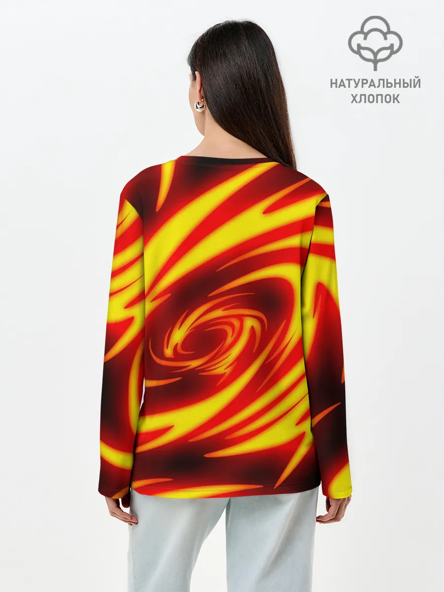 Лонгслив женский. Хлопок / ОГНЕННЫЕ ВОЛНЫ | FIRE STRIPES
