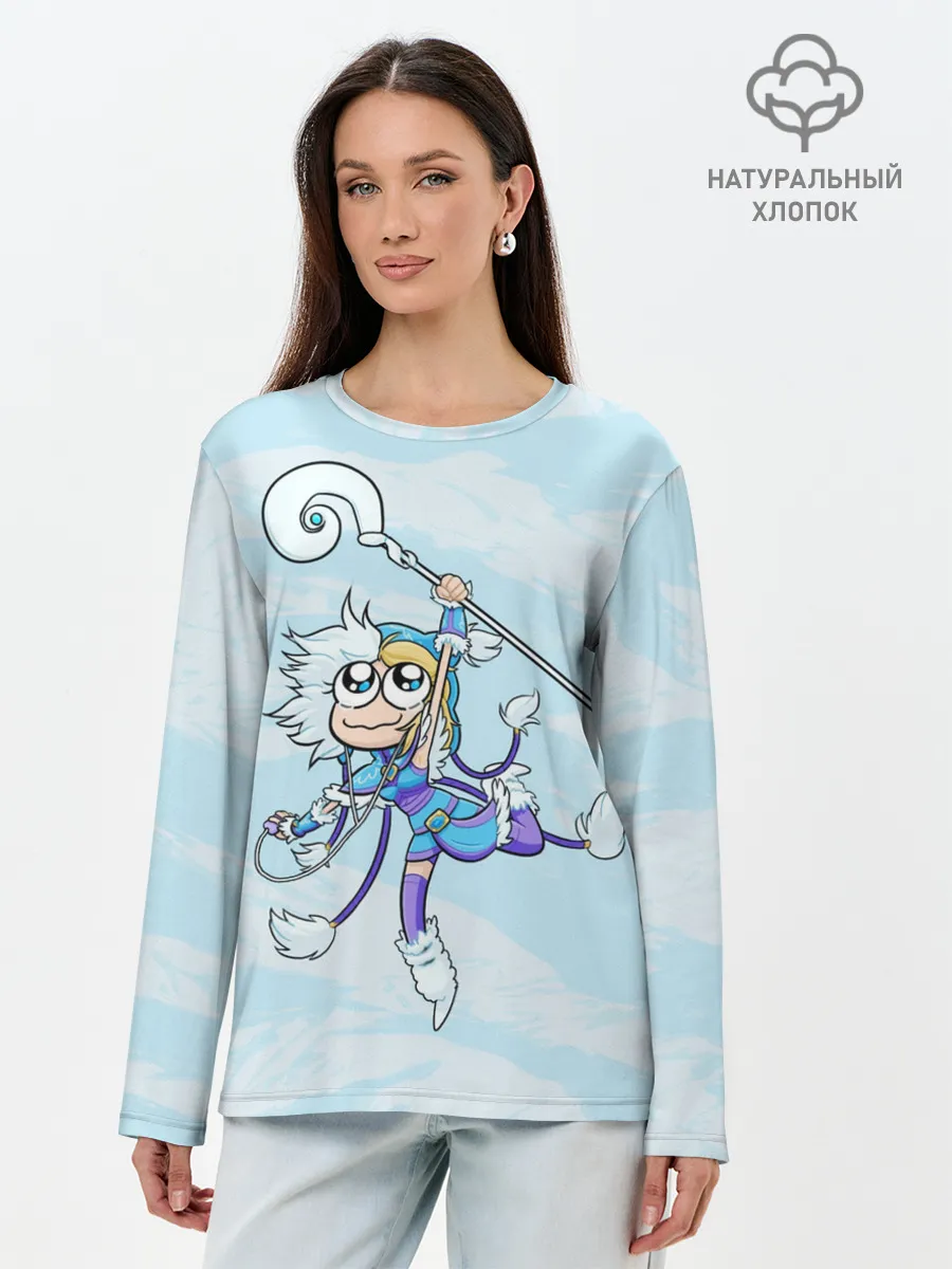 Лонгслив женский. Хлопок / Снежный танец | Dota 2