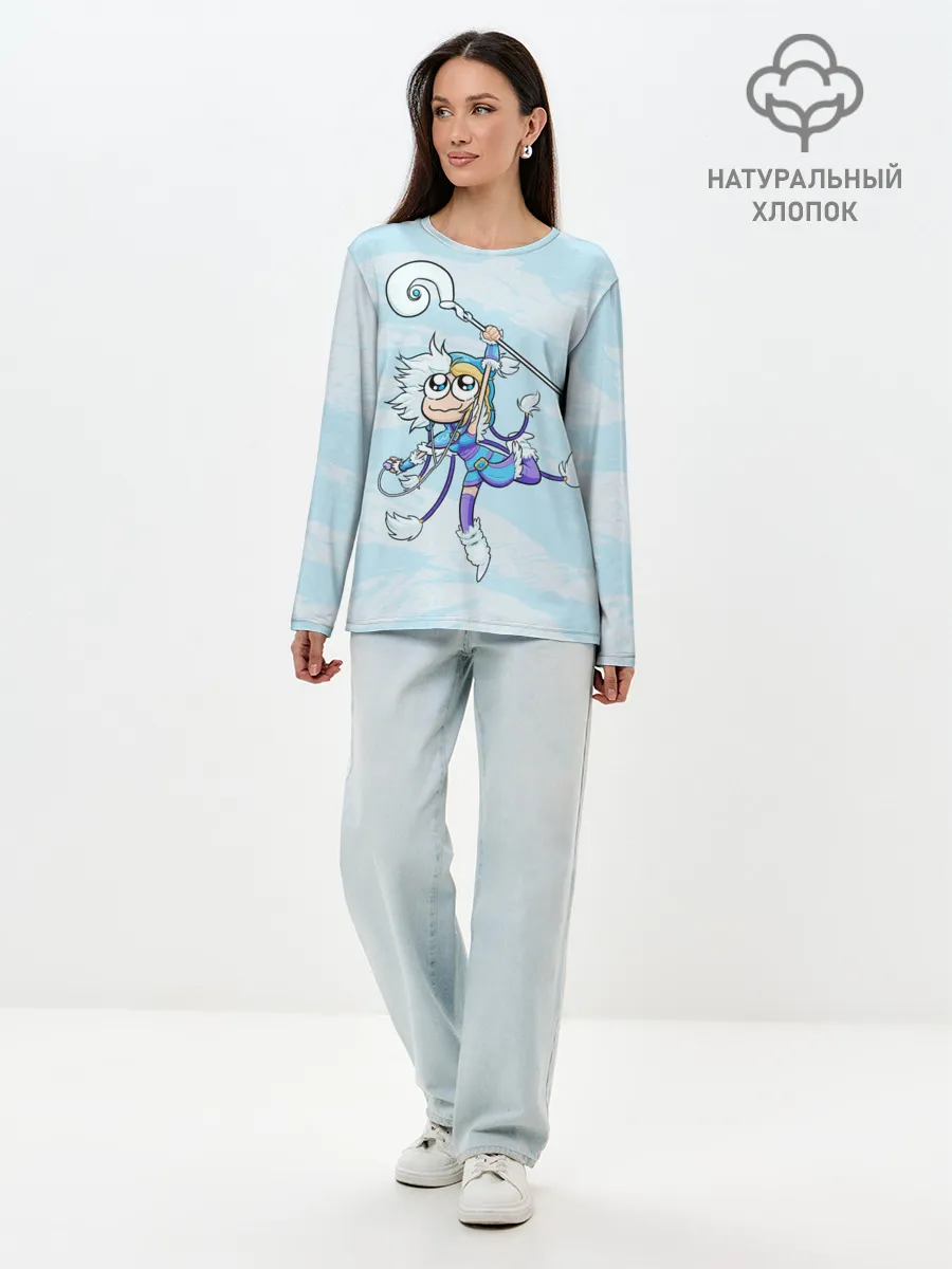 Лонгслив женский. Хлопок / Снежный танец | Dota 2