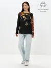 Лонгслив женский. Хлопок / Узор - Хохлома