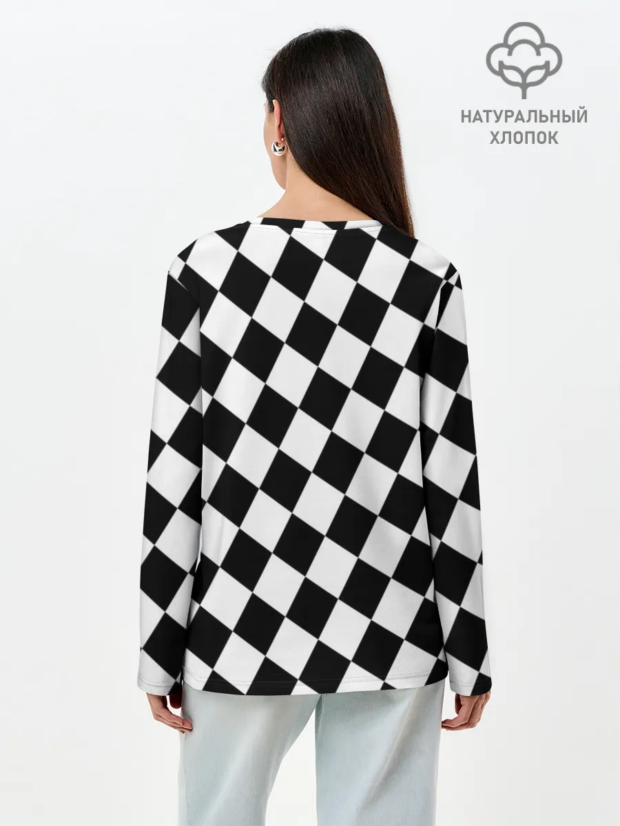 Лонгслив женский. Хлопок / Шахматы