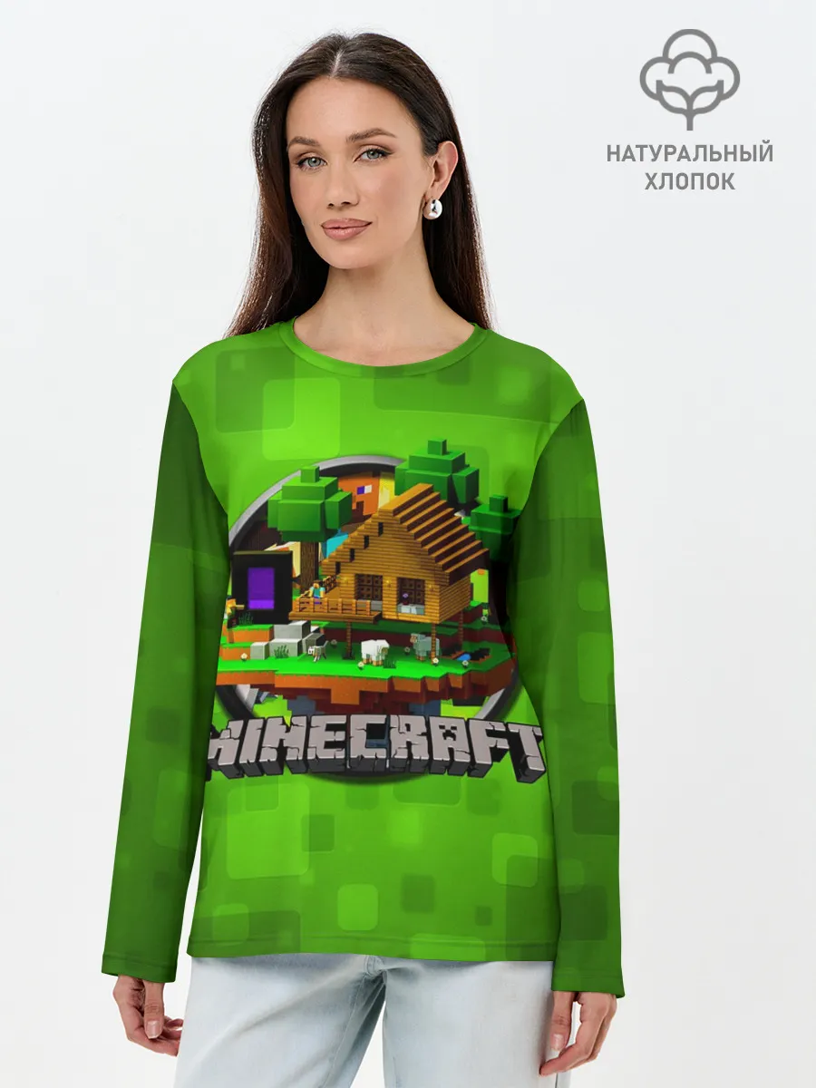 Лонгслив женский. Хлопок / Minecraft