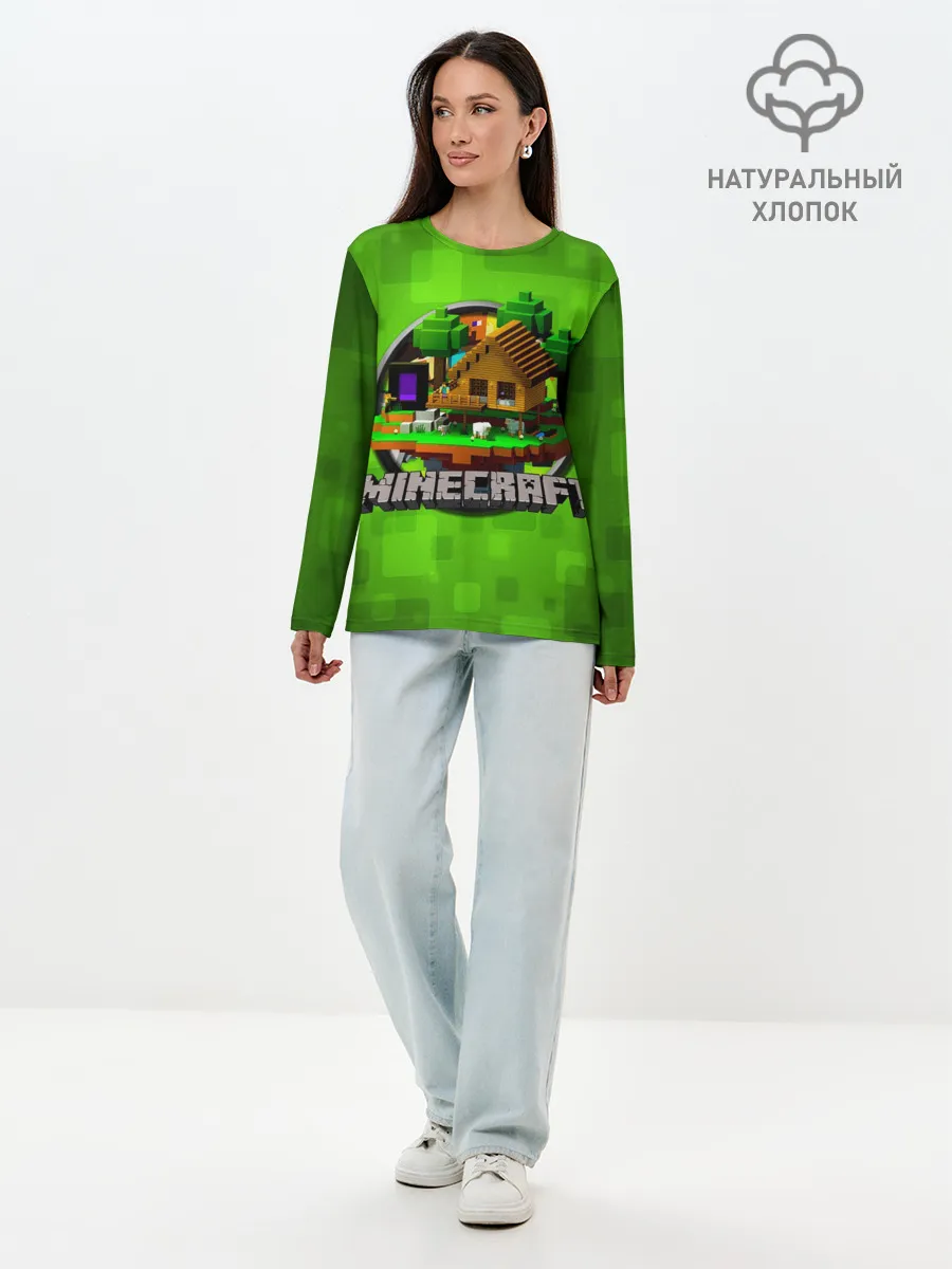 Лонгслив женский. Хлопок / Minecraft