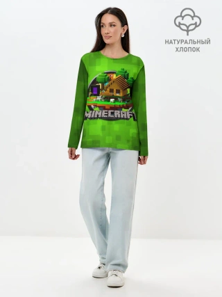 Лонгслив женский. Хлопок / Minecraft