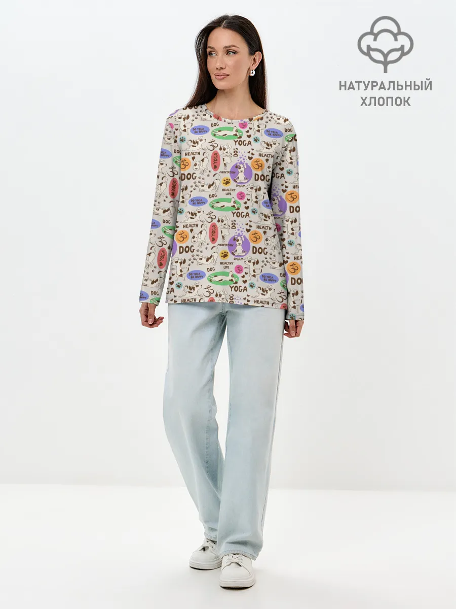 Лонгслив женский. Хлопок / Йога
