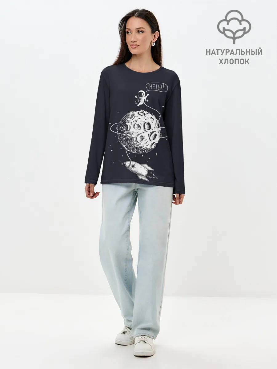 Лонгслив женский. Хлопок / Hello | Космонавт