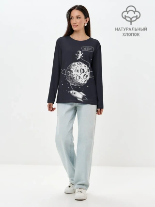 Лонгслив женский. Хлопок / Hello | Космонавт