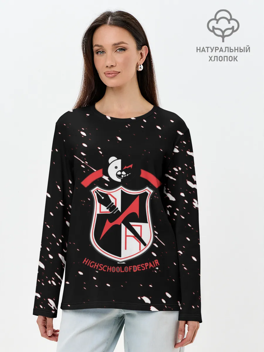 Лонгслив женский. Хлопок / danganronpa logo