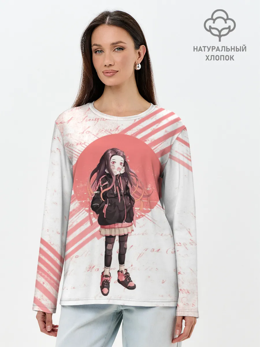 Лонгслив женский. Хлопок / Незуко Камадо Клинок, рассекающий демонов