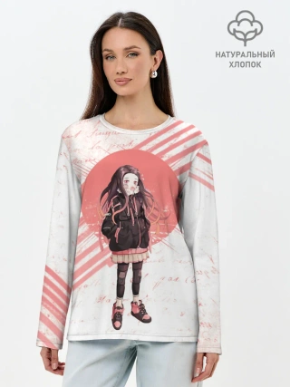 Лонгслив женский. Хлопок / Незуко Камадо Клинок, рассекающий демонов