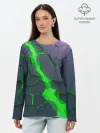 Лонгслив женский. Хлопок / ЗЕЛЕНЫЙ РАЗЛОМ | 3Д РАЗЛОМ