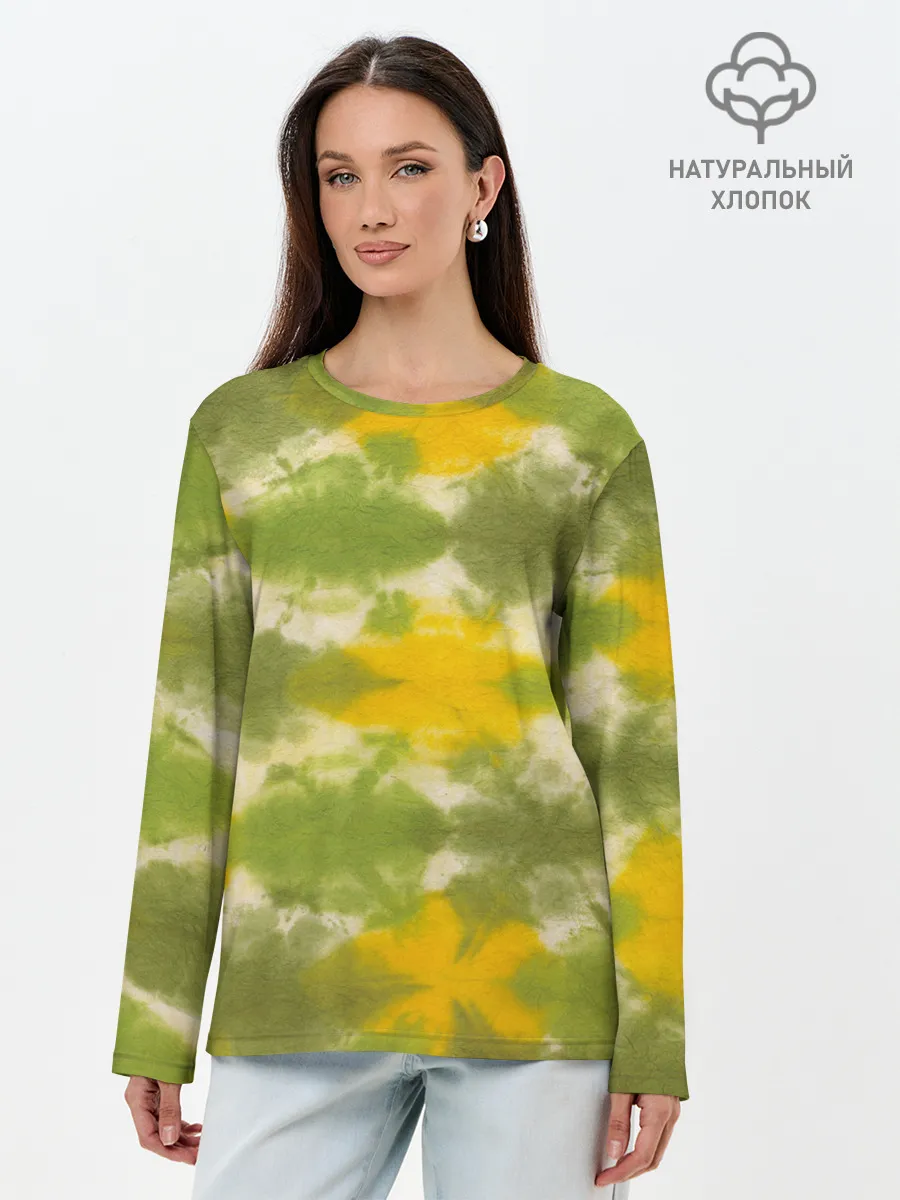 Лонгслив женский. Хлопок / разводы краски