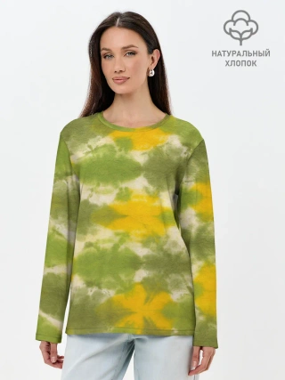Лонгслив женский. Хлопок / разводы краски