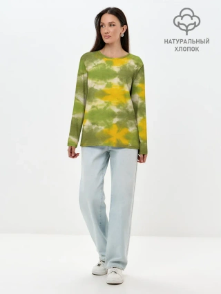 Лонгслив женский. Хлопок / разводы краски