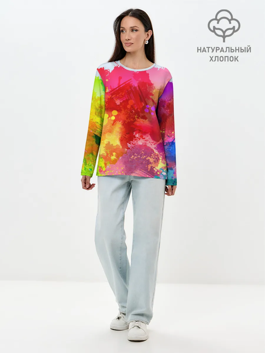 Лонгслив женский. Хлопок / брызги краски