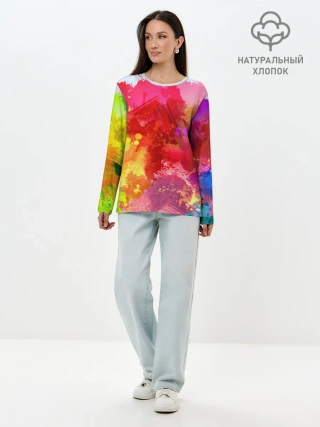 Лонгслив женский. Хлопок / брызги краски