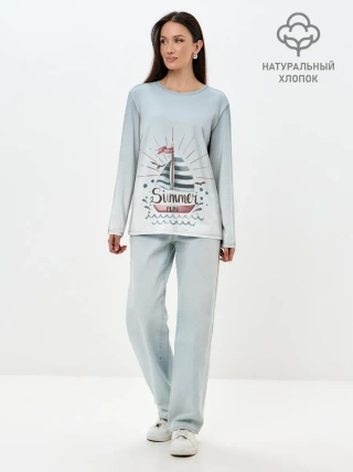 Лонгслив женский. Хлопок / кораблик лето