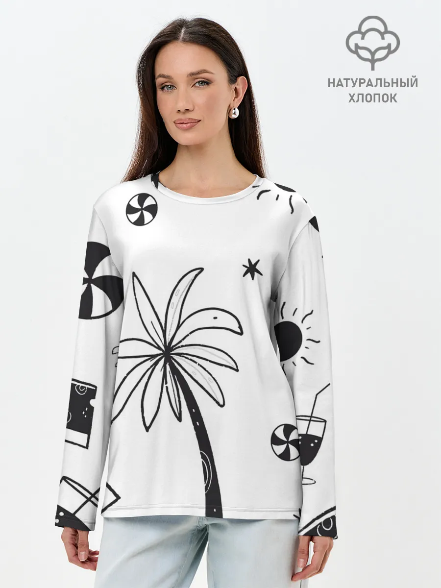 Лонгслив женский. Хлопок / Летние вайбы